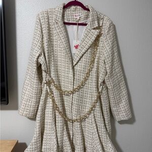 L'ATISTE Cream Tweed Blazer Mini Dress
